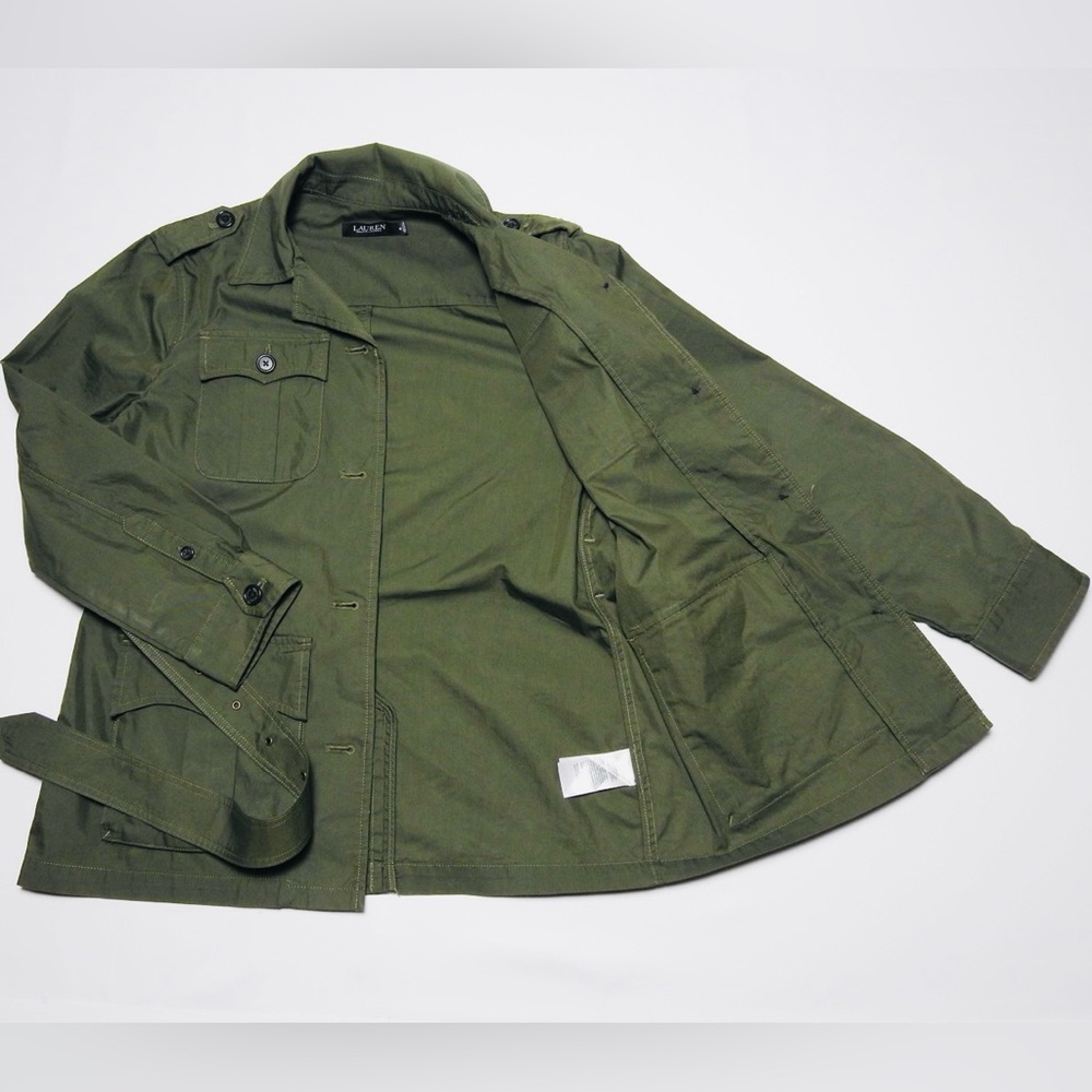 Lauren Ralph Lauren Belted Cotton Twill Field Jacket Size 10 - Picture 7 of 15